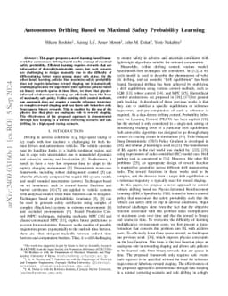 Autonomous Drifting Based on Maximal Safety Probability Learning