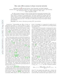 How noise affects memory in linear recurrent networks