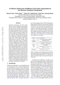An Effective Deployment of Diffusion LM for Data Augmentation in
  Low-Resource Sentiment Classification