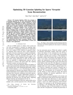 Optimizing 3D Gaussian Splatting for Sparse Viewpoint Scene
  Reconstruction