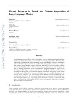 Recent Advances in Attack and Defense Approaches of Large Language
  Models