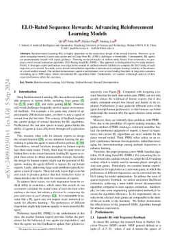 ELO-Rated Sequence Rewards: Advancing Reinforcement Learning Models
