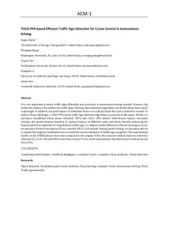 YOLO-PPA based Efficient Traffic Sign Detection for Cruise Control in
  Autonomous Driving