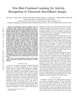Few-Shot Continual Learning for Activity Recognition in Classroom
  Surveillance Images