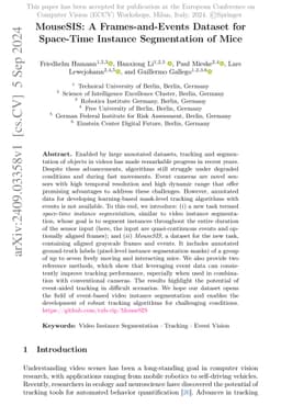 MouseSIS: A Frames-and-Events Dataset for Space-Time Instance
  Segmentation of Mice