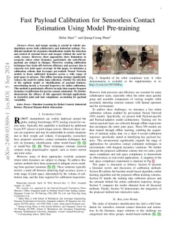 Fast Payload Calibration for Sensorless Contact Estimation Using Model
  Pre-training