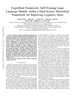 CogniDual Framework: Self-Training Large Language Models within a
  Dual-System Theoretical Framework for Improving Cognitive Tasks