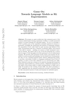 Game On: Towards Language Models as RL Experimenters