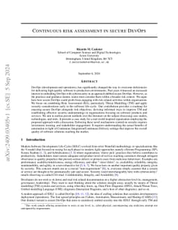 Continuous risk assessment in secure DevOps
