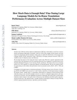 How Much Data is Enough Data? Fine-Tuning Large Language Models for
  In-House Translation: Performance Evaluation Across Multiple Dataset Sizes