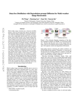 Data-free Distillation with Degradation-prompt Diffusion for
  Multi-weather Image Restoration