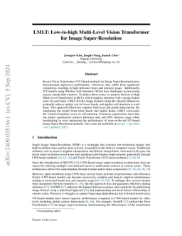 LMLT: Low-to-high Multi-Level Vision Transformer for Image
  Super-Resolution