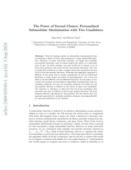 The Power of Second Chance: Personalized Submodular Maximization with
  Two Candidates