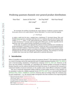 Predicting quantum channels over general product distributions