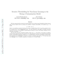 Iterative thresholding for non-linear learning in the strong
  $\varepsilon$-contamination model
