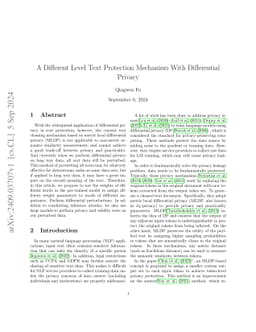 A Different Level Text Protection Mechanism With Differential Privacy