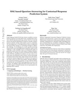 RAG based Question-Answering for Contextual Response Prediction System