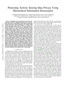 Protecting Activity Sensing Data Privacy Using Hierarchical Information
  Dissociation