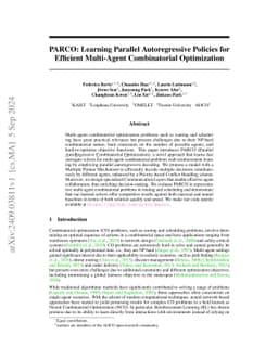 Parallel AutoRegressive Models for Multi-Agent Combinatorial Optimization