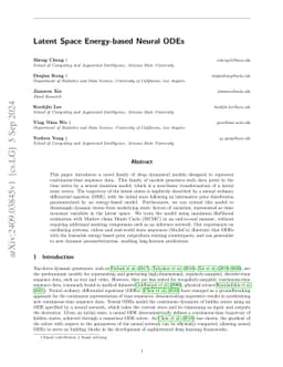 Latent Space Energy-based Neural ODEs