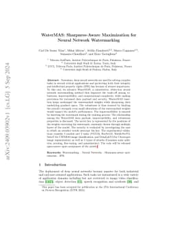 WaterMAS: Sharpness-Aware Maximization for Neural Network Watermarking