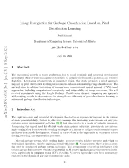 Image Recognition for Garbage Classification Based on Pixel Distribution
  Learning