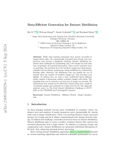 Data-Efficient Generation for Dataset Distillation