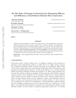 On The Role of Prompt Construction In Enhancing Efficacy and Efficiency of LLM-Based Tabular Data Generation