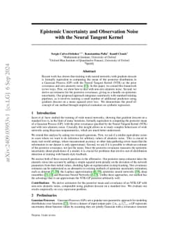 Epistemic Uncertainty and Observation Noise with the Neural Tangent
  Kernel
