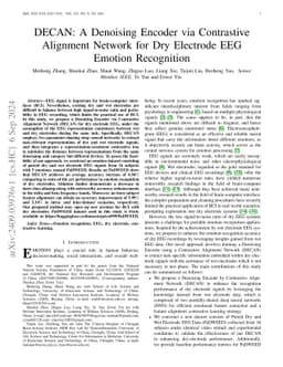 DECAN: A Denoising Encoder via Contrastive Alignment Network for Dry
  Electrode EEG Emotion Recognition