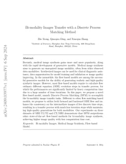 Bi-modality Images Transfer with a Discrete Process Matching Method