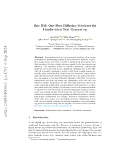 One-Shot Diffusion Mimicker for Handwritten Text Generation