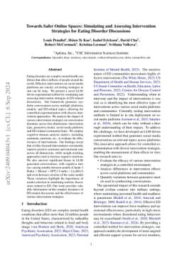 Towards Safer Online Spaces: Simulating and Assessing Intervention
  Strategies for Eating Disorder Discussions