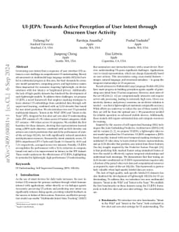 UI-JEPA: Towards Active Perception of User Intent through Onscreen User
  Activity