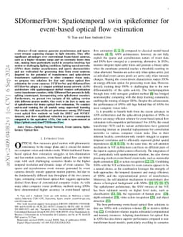 SDformerFlow: Spatiotemporal swin spikeformer for event-based optical
  flow estimation