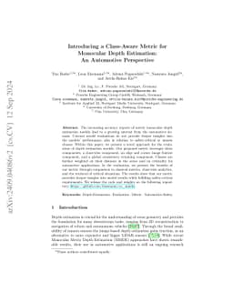 Introducing a Class-Aware Metric for Monocular Depth Estimation: An
  Automotive Perspective