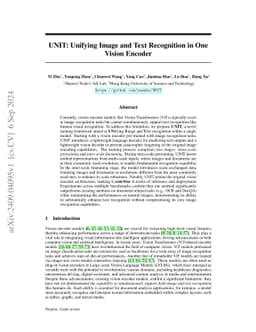 UNIT: Unifying Image and Text Recognition in One Vision Encoder