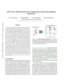 GST: Precise 3D Human Body from a Single Image with Gaussian Splatting Transformers