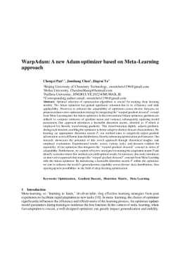 WarpAdam: A new Adam optimizer based on Meta-Learning approach