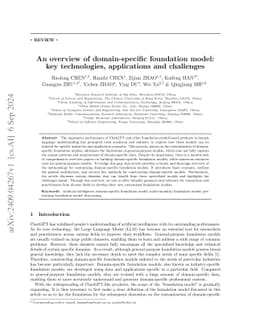 An overview of domain-specific foundation model: key technologies,
  applications and challenges