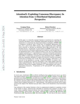 AttentionX: Exploiting Consensus Discrepancy In Attention from A
  Distributed Optimization Perspective