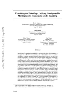 Exploiting the Data Gap: Utilizing Non-ignorable Missingness to
  Manipulate Model Learning