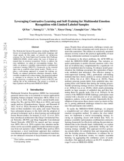 Leveraging Contrastive Learning and Self-Training for Multimodal Emotion
  Recognition with Limited Labeled Samples