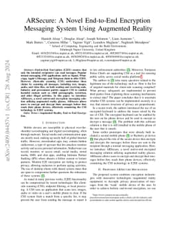 ARSecure: A Novel End-to-End Encryption Messaging System Using Augmented
  Reality