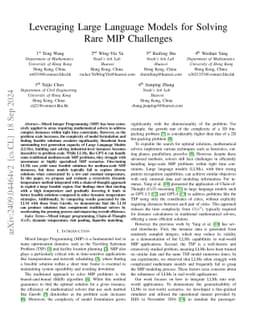 Leveraging Large Language Models for Solving Rare MIP Challenges