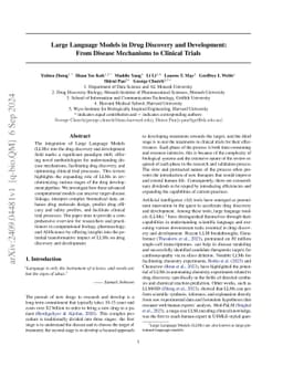 Large Language Models in Drug Discovery and Development: From Disease
  Mechanisms to Clinical Trials
