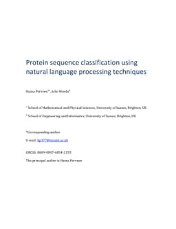 Protein sequence classification using natural language processing
  techniques