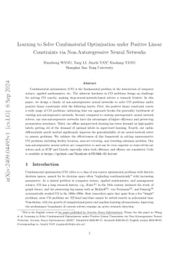 Learning to Solve Combinatorial Optimization under Positive Linear
  Constraints via Non-Autoregressive Neural Networks