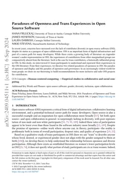 Paradoxes of Openness and Trans Experiences in Open Source Software