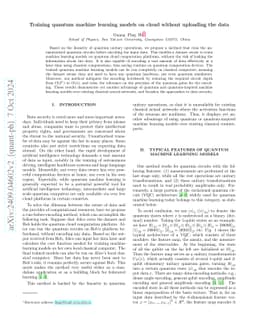 Training quantum machine learning models on cloud without uploading the
  data